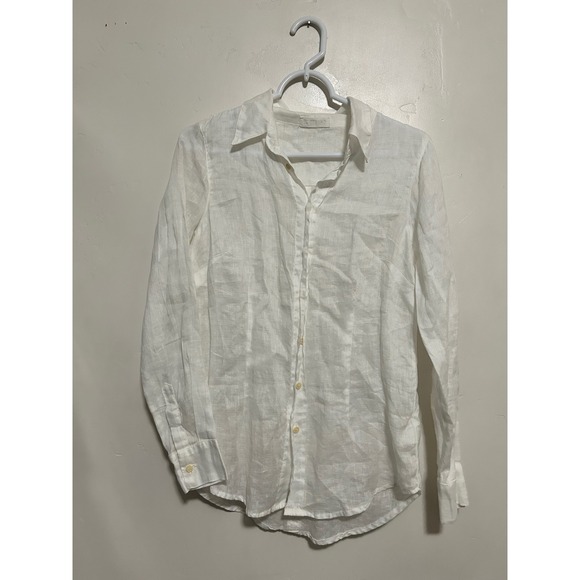 CP Shades Tops - CP Shades White 100% Linen Button Down Shirt Long Sleeve Blouse XS Made in USA